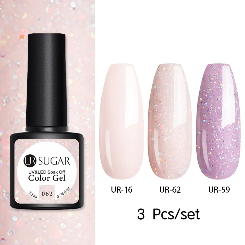 162956 Ur Sugar 2/3 шт Блестящий Гель-лак для ногтей набор розовых блесток цвет Полупостоянный светодиодный Гель-лак впитывающийся УФ-гель покрытые лаком ногти - Цвет: 162956