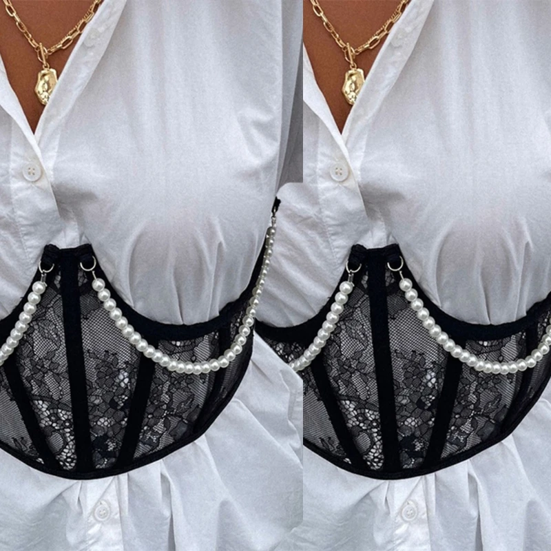 

Female Shapewear Solid Color Boob Tube Top Waist Cinchers Body Shaper for Women Waist Corset String Bead Steampunk 50LD
