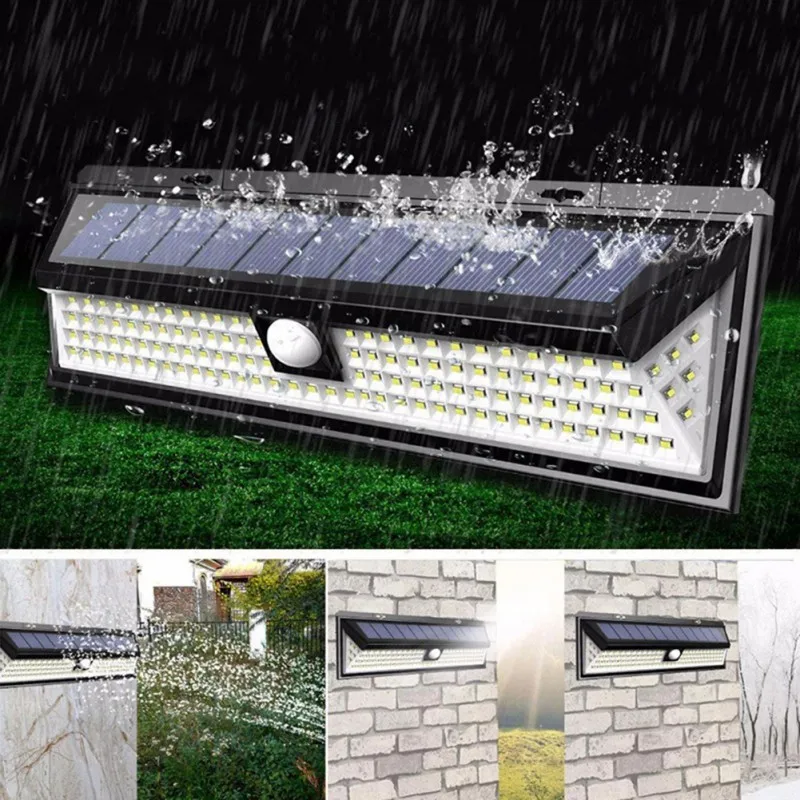 

Solar Motion Sensor Lamp, 54LED Remote Control Three-function Solar Wall Lamp, Large-size Safety Lamp With Front Button,