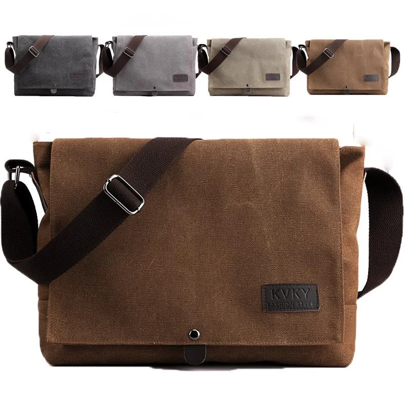 

Men's Shoulder Bag Canvas Large Capacity Men's Bag Urban Simple Style Wear-resistant Canvas Business Casual Messenger Bag