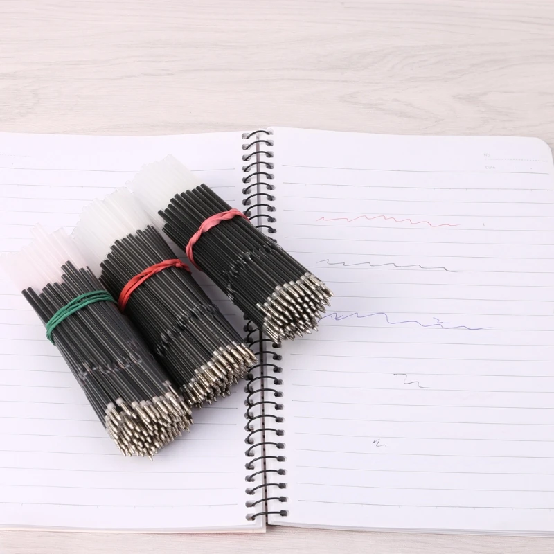 

100Pcs 0.7mm Ballpoint Pen Refill Black Blue Red Stationery School Office Supply