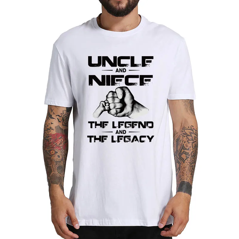 Футболка с надписью The Legend and Legacy для дяди и племянницы 100% хлопок мягкие удобные