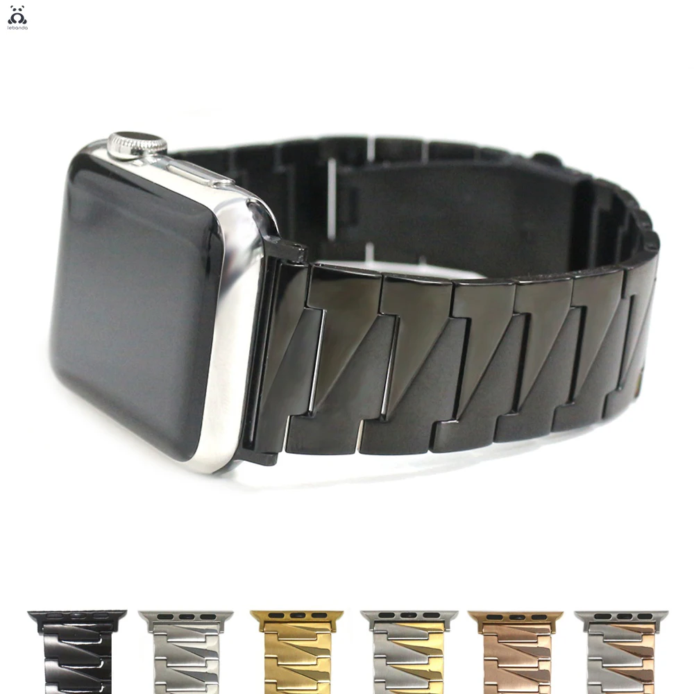 

Stainless steel strap for Apple Watch series 7 6 SE 5 4 3 2 1 shiny matte bracelet with tooth pattern design for iWatch 41 45 mm