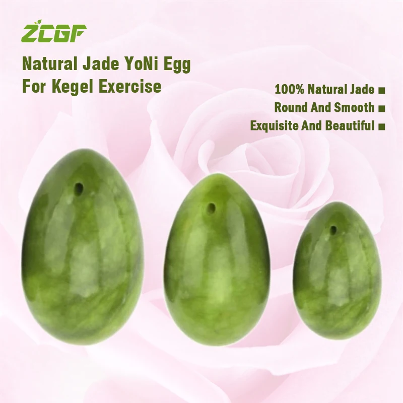 

DropShip High Quality Natural Jade Yoni Egg Vaginal Muscles Tightening Ben Wa Ball Women Pelvic Floor Muscle Kegel Exercise Eggs