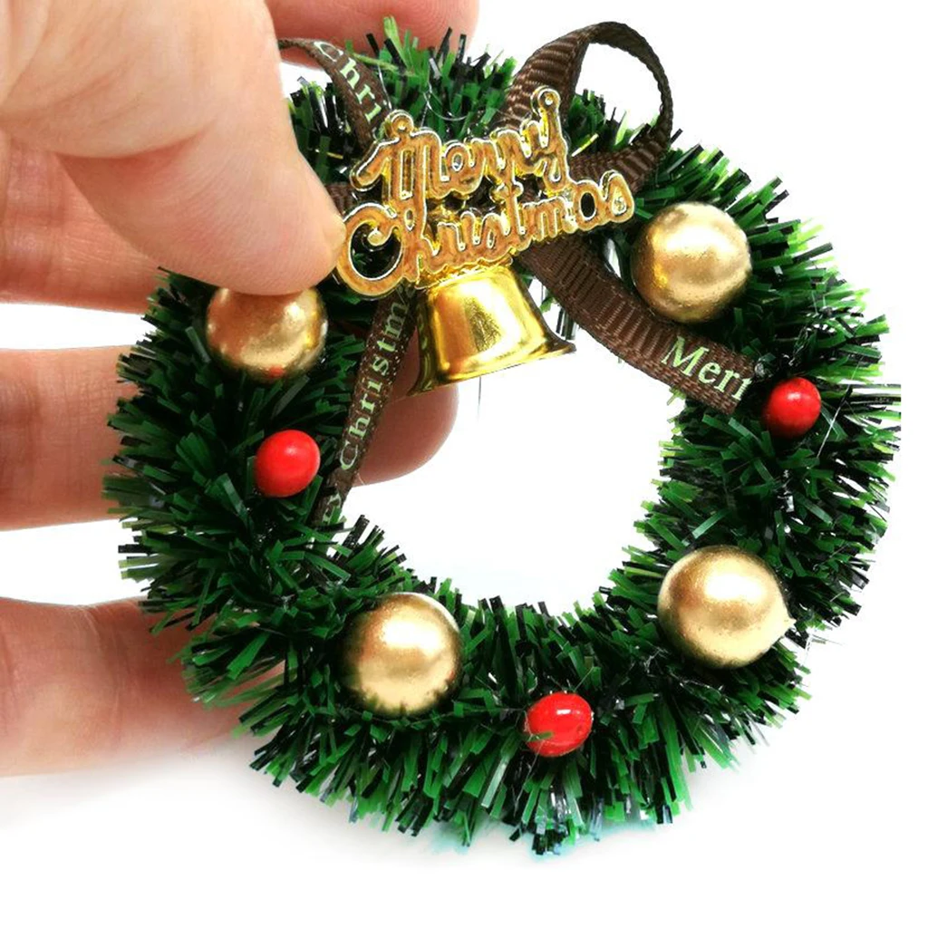 

Mini Christmas Wreaths Floral Hoop for Christmas Crafts and Merry Christmas Ornaments 1/12 Scale