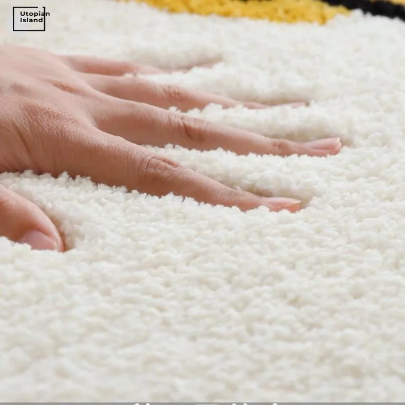 Плюшевый ковер для современной гостиной, детский коврик радуга, пушистая полуокружность красного цвета, меховой коврик для детей.