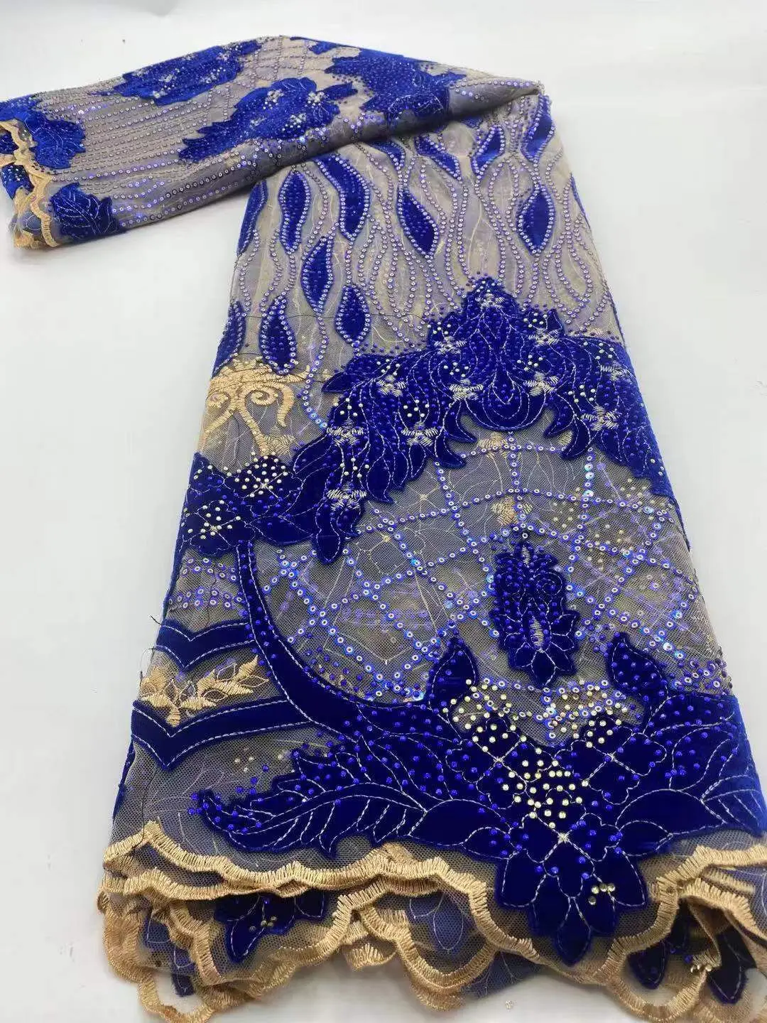 Бархатная нигерийская кружевная вышивка красный цвет Африканский французский