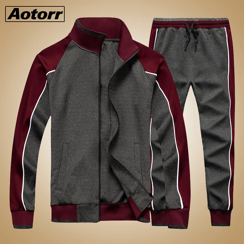 

2021 Brand New Men Sets Fashion Autumn Spring Sporting Suit Sweatshirt +Sweatpants Mens Clothing 2 Pieces Sets Slim Tracksuit