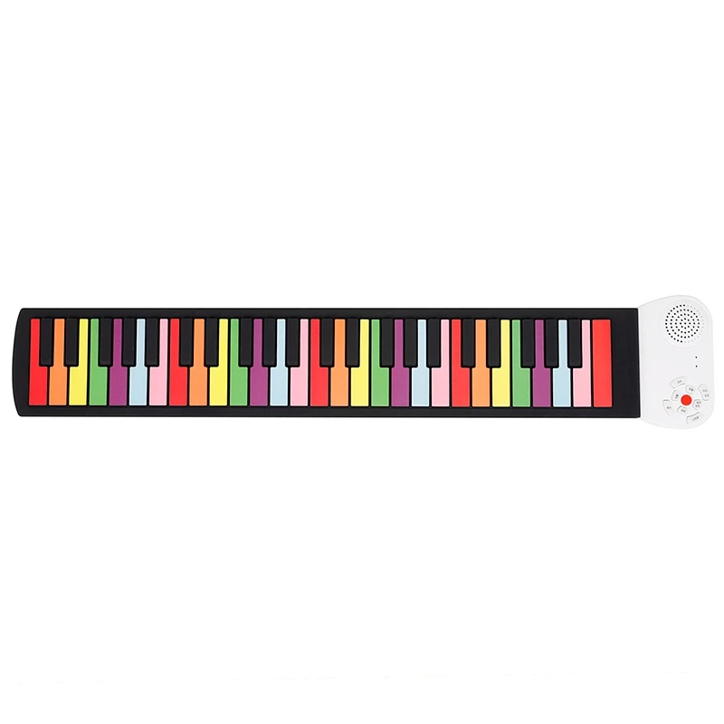 

Радужный ролл-ап пианино, 49 клавиш Гибкая образовательная электронная клавиатура пианино с громким динамиком, портативная игрушка в подаро...
