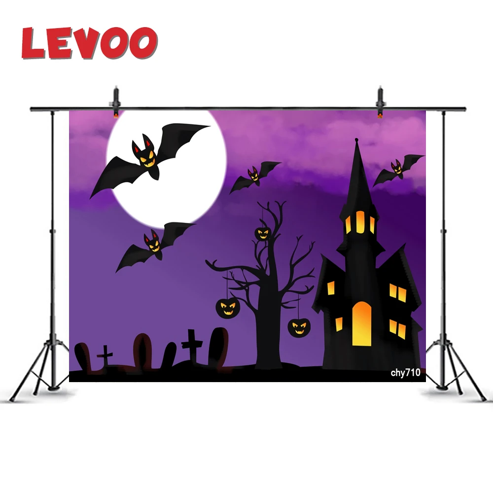 LEVOO Хэллоуин фон летучие мыши Луна фиолетовый Темный ночной замок фото задник фотография Реквизит виниловый Фотофон Фотостудия