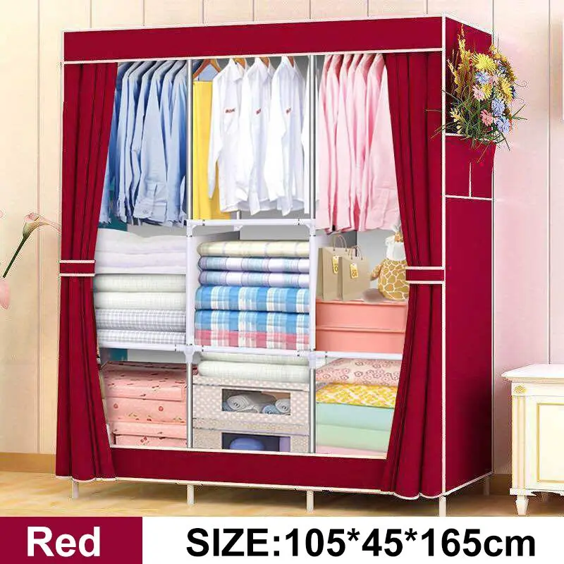 

Clothes Closet Cabinet Wardrobe Dustproof Folding Clothing Storage Cupboard Bedroom Furniture S9S21S92