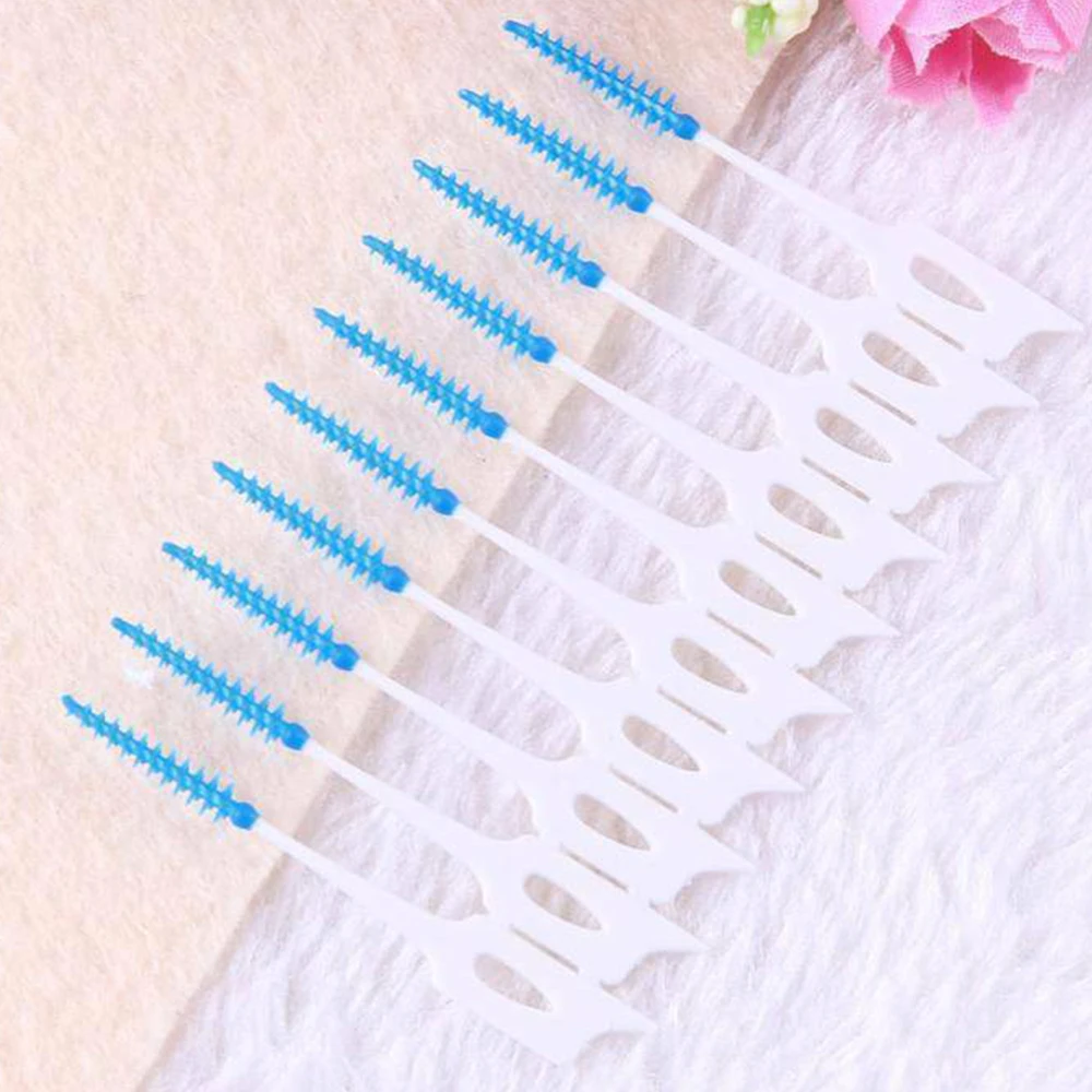 40 шт. межзубная щетка зубная нить чистка полости рта с двойной головкой