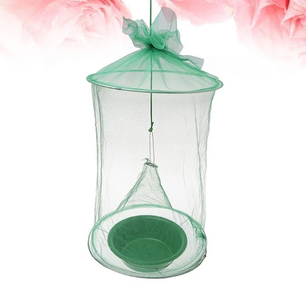 

3PCS Flies Flytrap Net Trap Cage Pest Control Reusable Hanging Fly Catcher Garden Home Yard Supplies (Green)