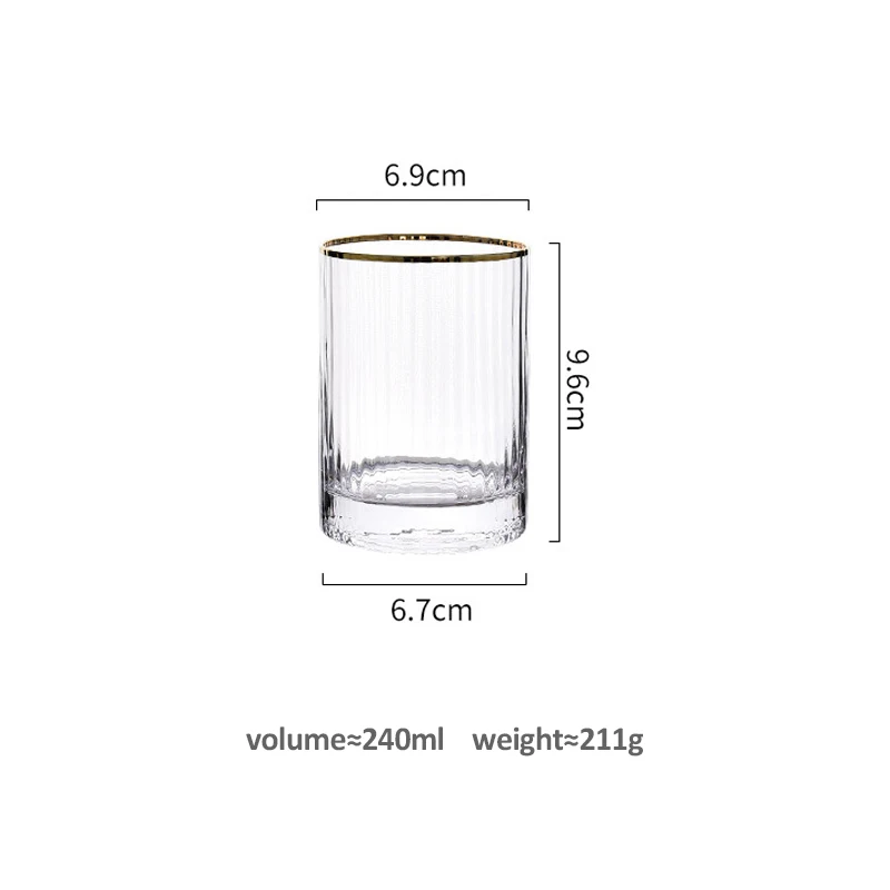 

ZL Japanese Gilt Vertical Grain Glass Transparent Juice Milk Glass