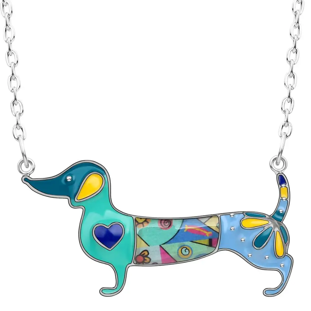 WEVENI сплав Эмаль Аниме такса Подвеска для ожерелья собак цепь воротник милые