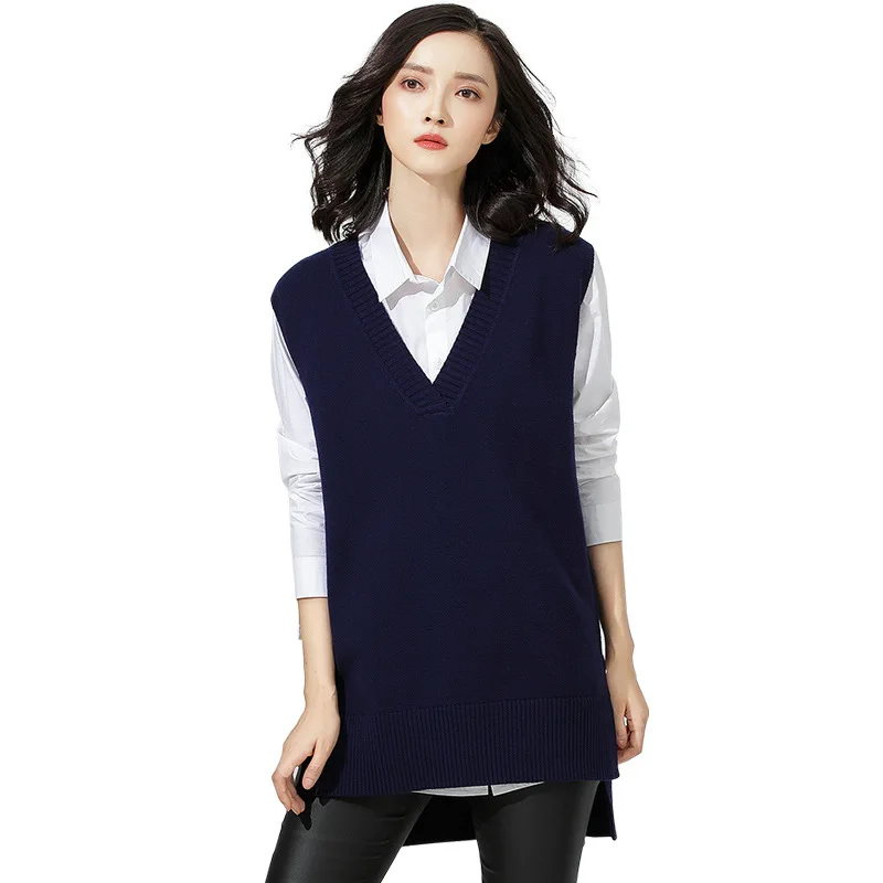 

Spring and Autumn new Korean version V - neck sleeveless knitwear women's sweater vest vest women's long SR-A18T3025