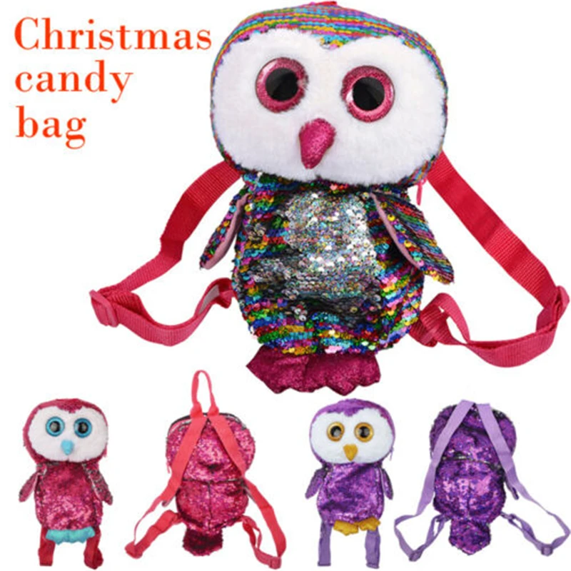 Совой из блесток с рождественскими конфетами Подарочный пакет для хранения