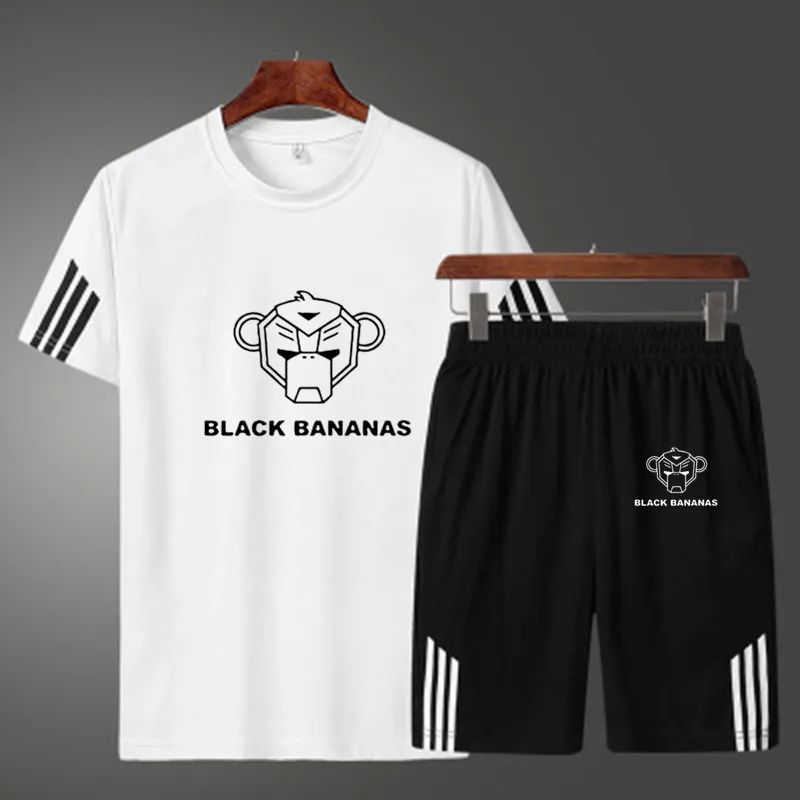 

2021 Summer Casual Men's Sports Suit Short-sleeved Top + Sports Shorts 2-piece Suit Brand Men's Sports Suit Running Sportswear