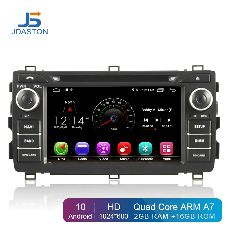 JDASTON Android 10,0 автомобильный мультимедийный плеер для Toyota AURIS 2013 2 Din Автомобильный Радио gps Навигация DVD CD ips стерео wifi