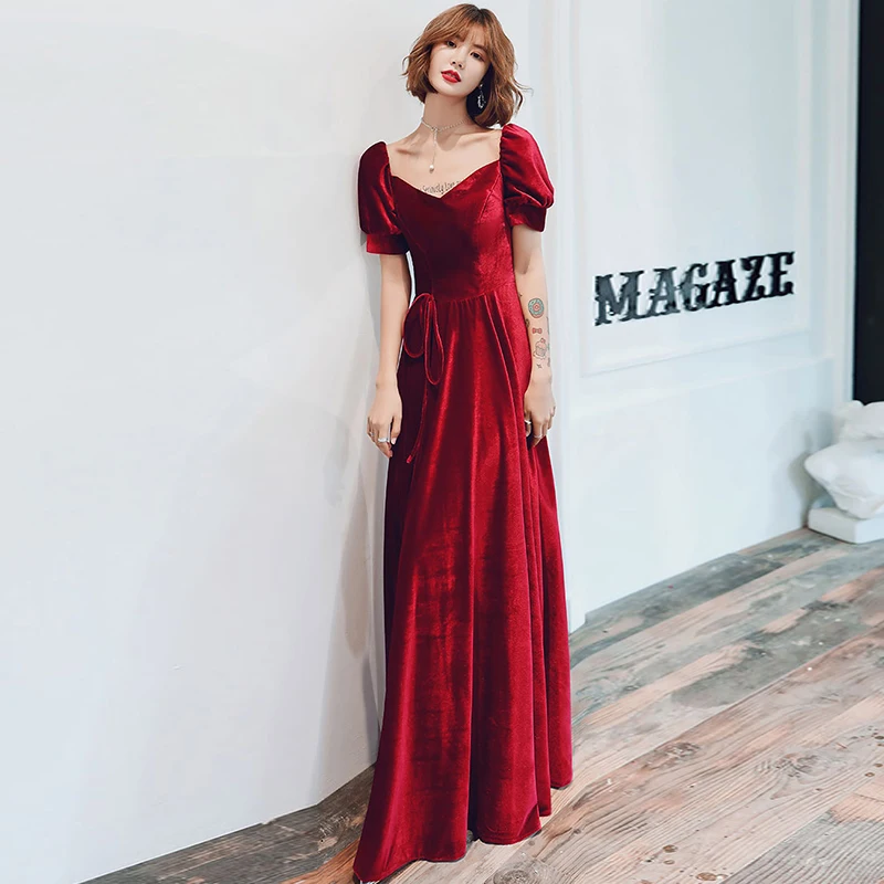 Вельветовые вечерние платья новинка 2019 длинное вечернее платье с вырезом