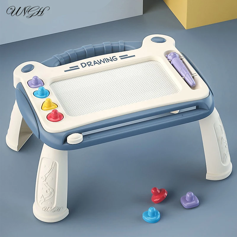 

Kids Painting Colorful Magnetic Graffiti Board With Table Legs Drawing Preschool Erasable Writing Board Table Toys for Children