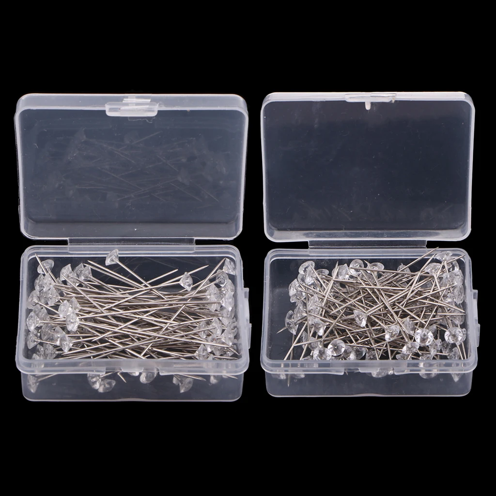 100Pc Crystal Corsage Pins Clear Flower Sewing Needles Florist For Bouquet Wedding Buttonholes Glass Head Floral Pin | Дом и сад