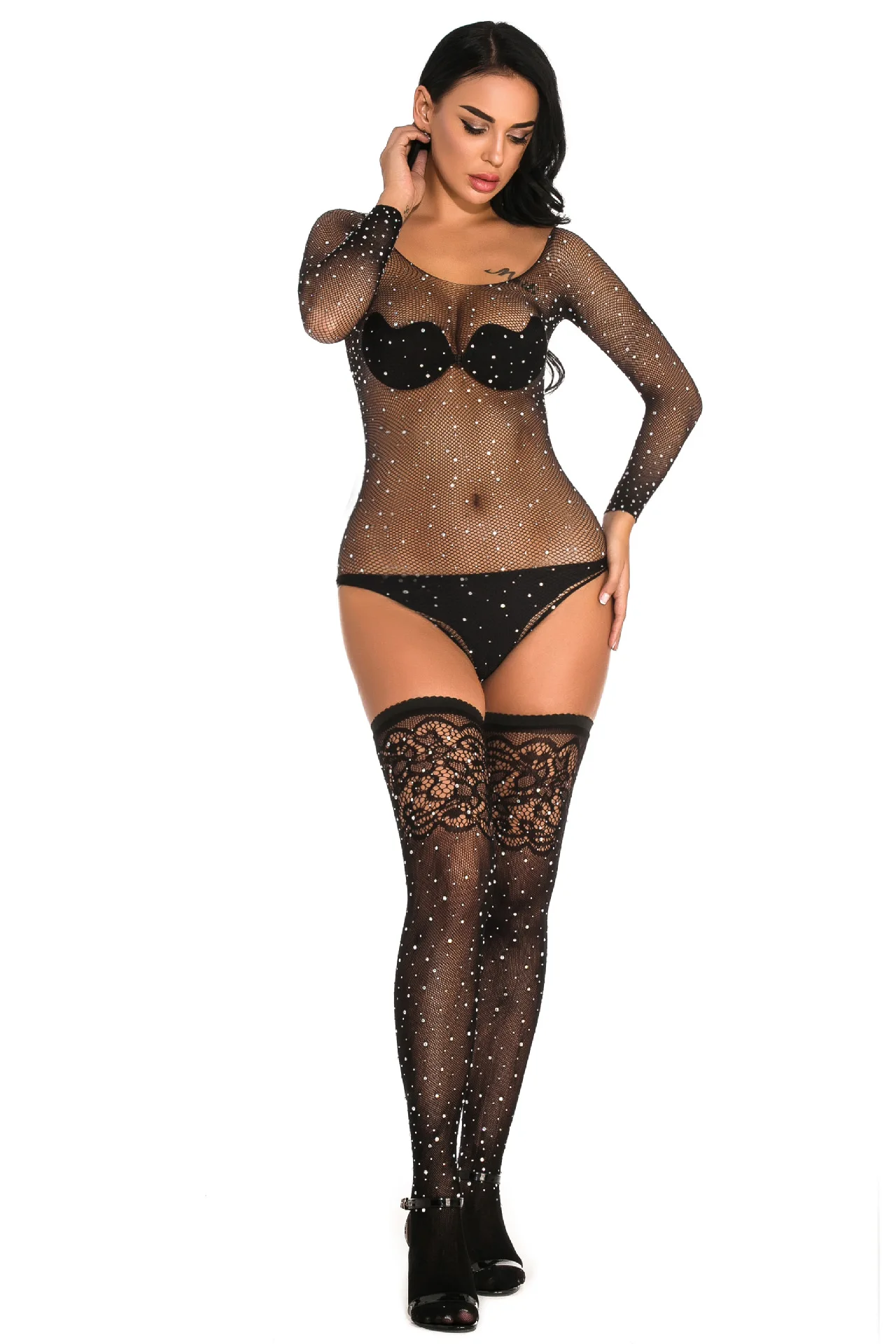 Облегающая Юбка с вышивкой и бриллиантами кружевной сексуальный комплект