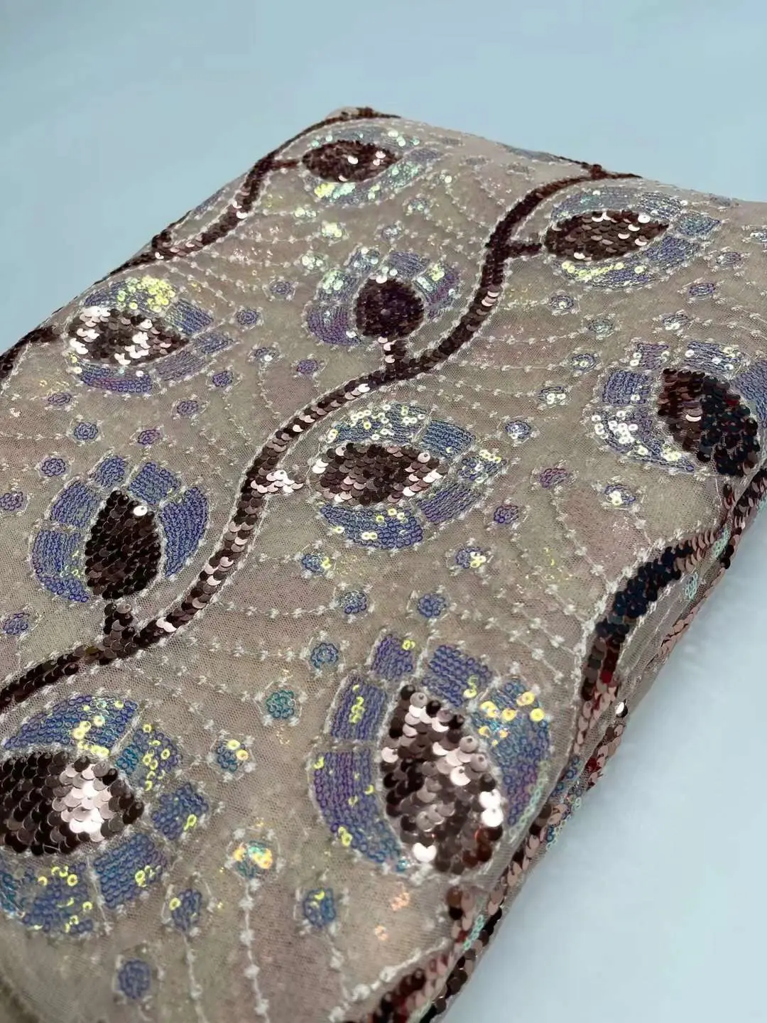 Luxury African Lace Fabric 2021 High Quality Blue Mesh Sequined Wedding Party French Tulle | Дом и сад