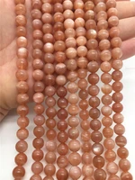 6 12mm natural gem stone orange moonstone for jewelry making faceted round spacer beads diy bracelets necklace accessories 15