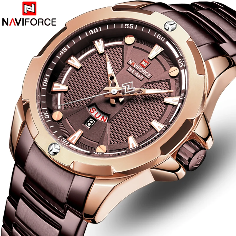 

Часы наручные NAVIFORCE Мужские кварцевые, брендовые Роскошные модные водонепроницаемые спортивные в стиле милитари