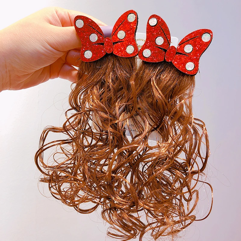 Заколка для волос с Микки и Минни Маус девочек Детский парик заколка красная