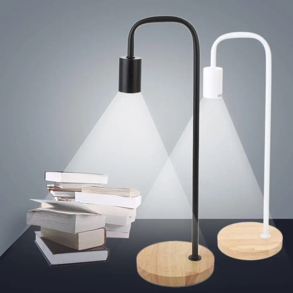 

Simple Wooden Base Table Lamp Desk Lights Reading Room Study Lighting E27