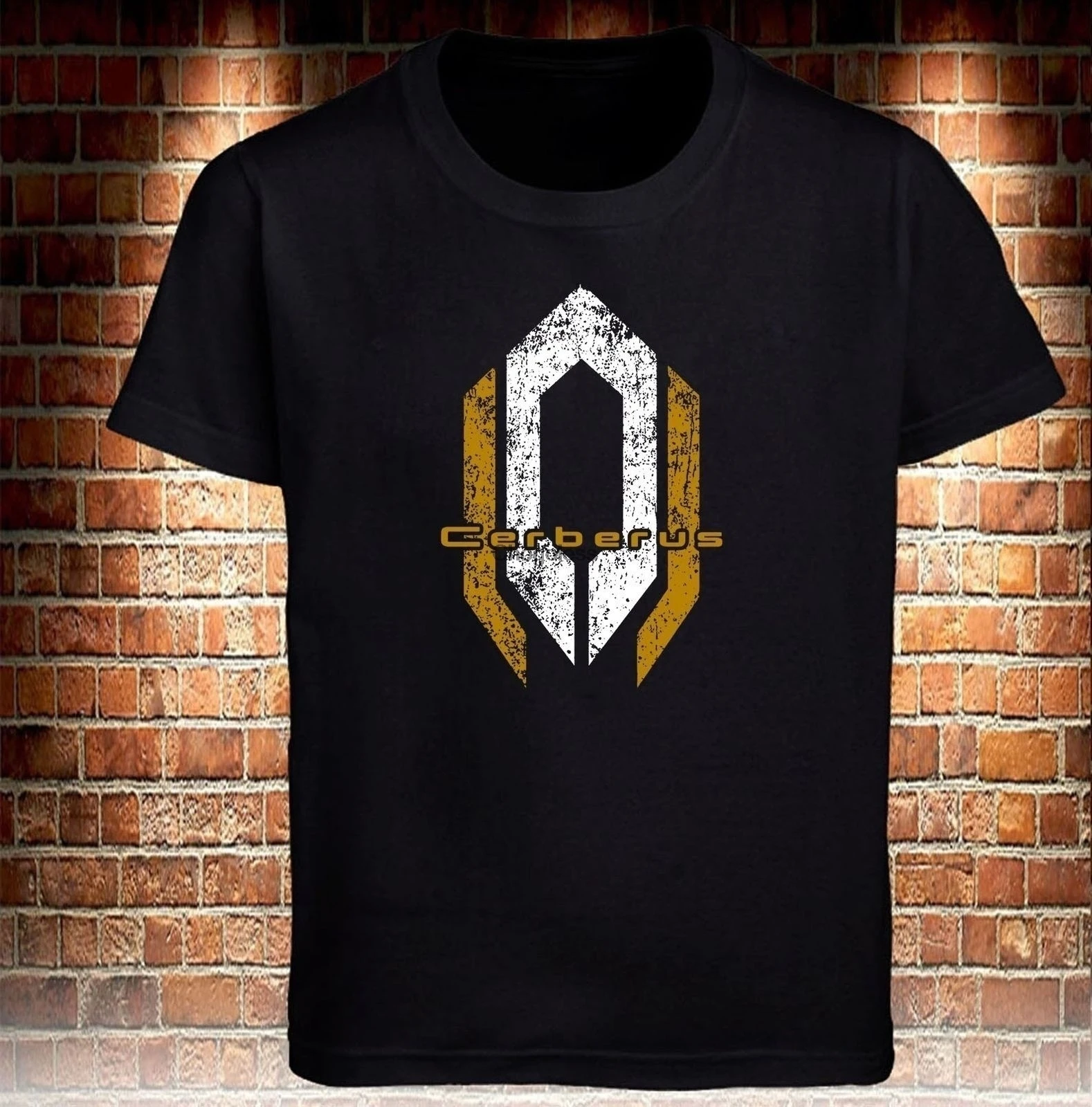 Черная футболка с логотипом CERBERUS Mass Effect Commander Shepard Мужская SizeS-3XL - купить по