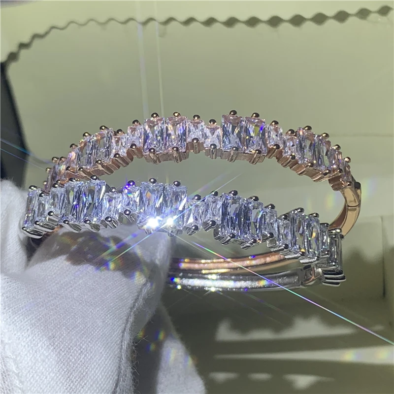 Женский браслет из серебра 925 пробы с фианитами|Гибкие и жесткие браслеты| |