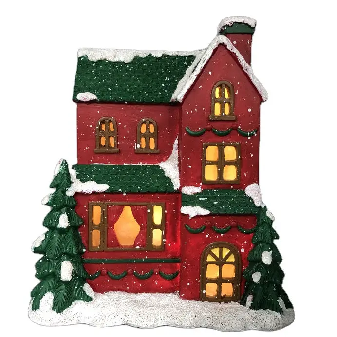 

Светодиодный фары, аксессуары для автомобиля Рождественское украшение Настольный Домик из полимерной глины светодиодный освещенный дерев...