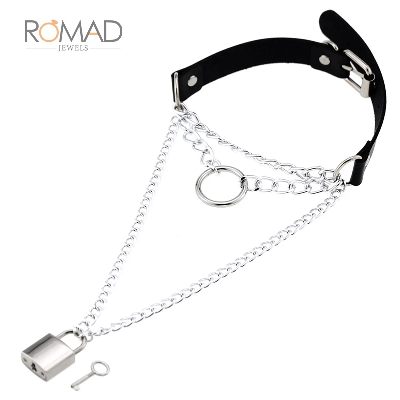 Готические многослойные ожерелья для женщин цепочка с замком в стиле панк