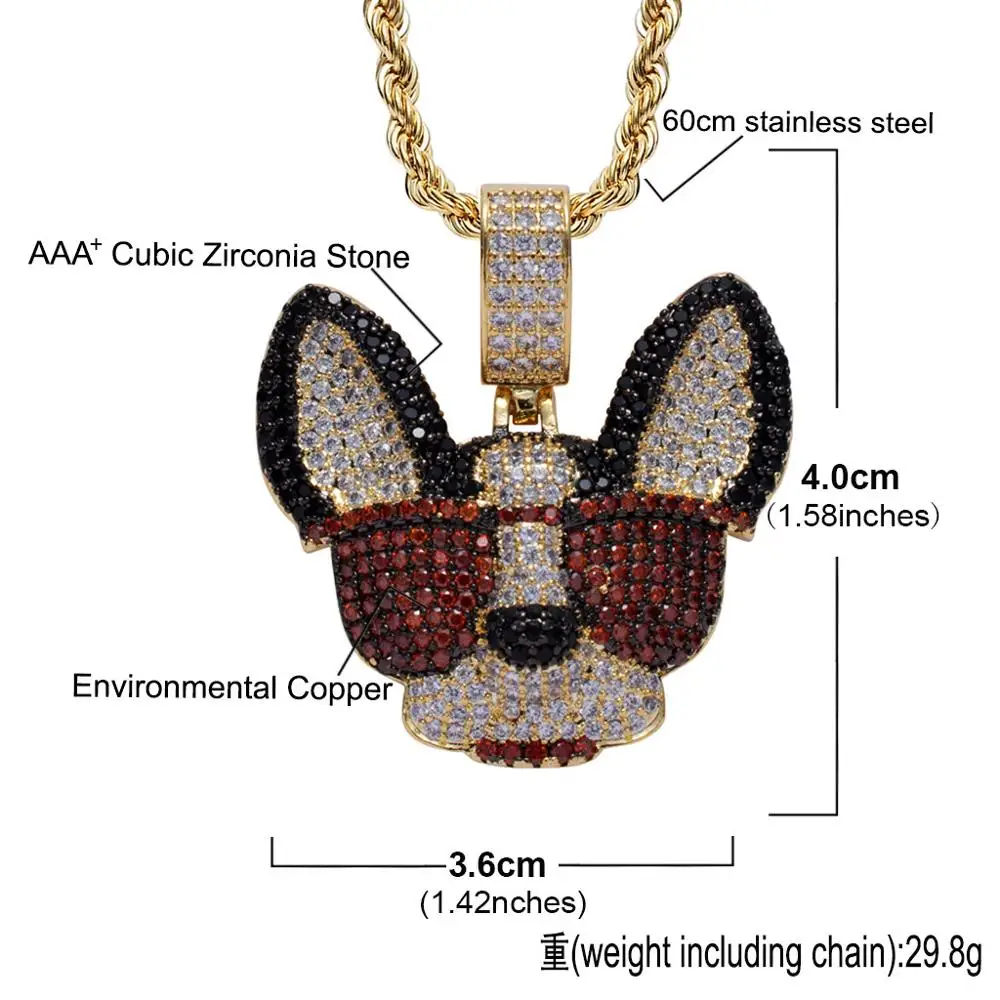 Подвеска в виде собаки чихуахуа кулон из меди золота серебра микрозакрепка