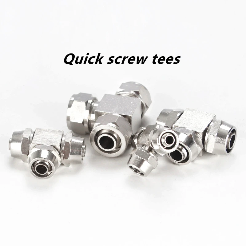 

1PCS pneumatic coupling tube air quick coupling water push-in hose copper nickel-plated high-pressure tee 4mm 6mm 10mm 12mm 14mm