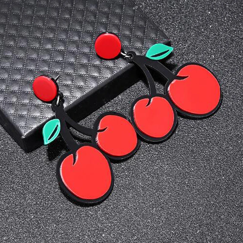 FishPeach геометрические цветы фрукты увеличенные Длинные акриловые Висячие серьги