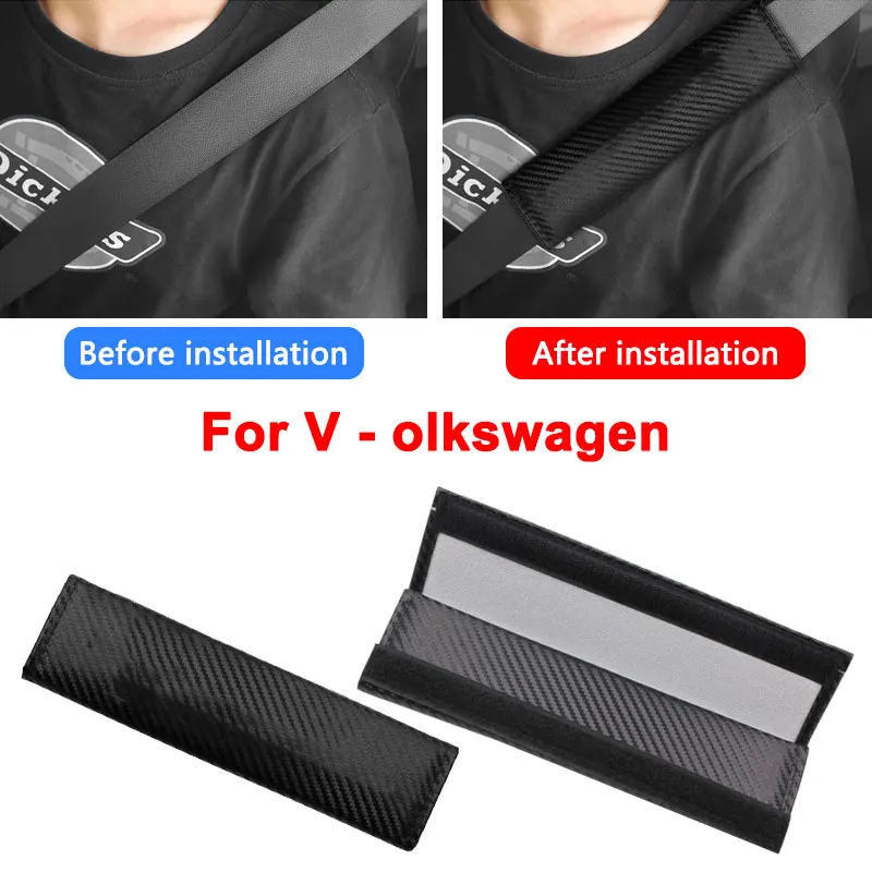 

2Pcs Car Carbon Fiber Shoulder Pads Safety Belt Protective Cover For Volkswagen VW Golf 4 6 7 GTI Tiguan Passat B5 6 7 CC Jetta