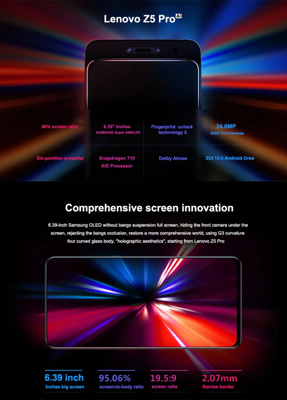 Телефон lenovo Z5 Pro, 6G, 128G, четыре ядра, Android 6,39 дюймов, FHD, 2340x1080, 3300 мАч, AI, двойная камера, отпечаток пальца, распознавание лица, NFC, телефон