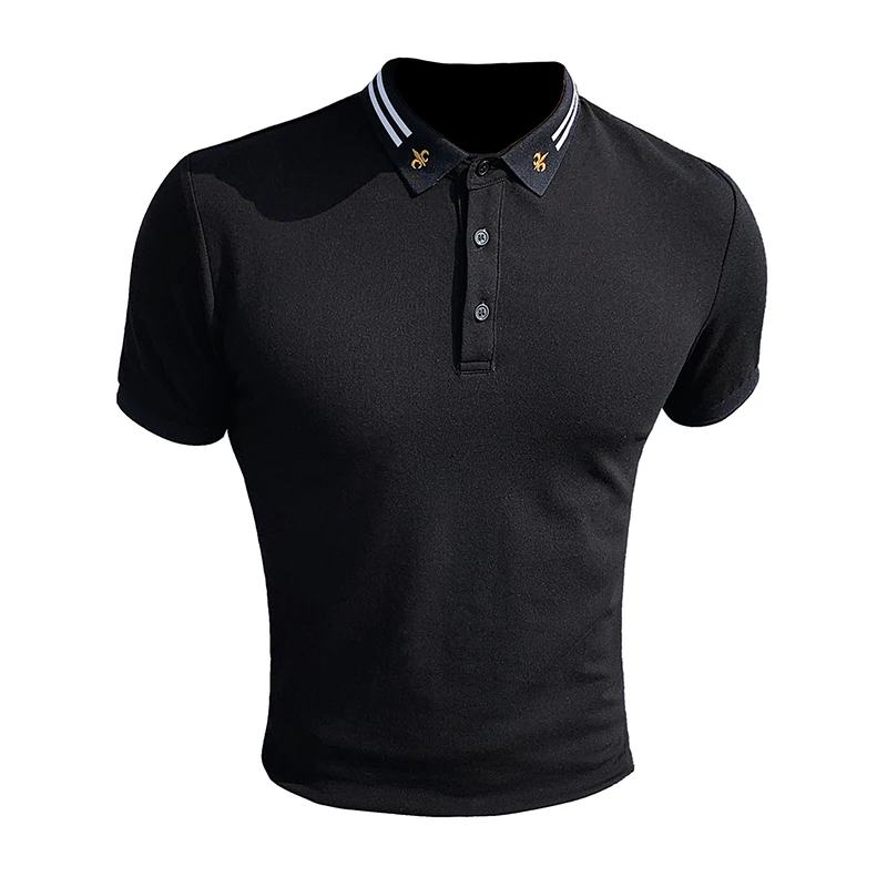 

Summer Shhort Sleeve POLO Shirts Men Slim Fit Lapel Embroidery Polo Shirts Business Social Tee Tops Street Wear Male Clothing