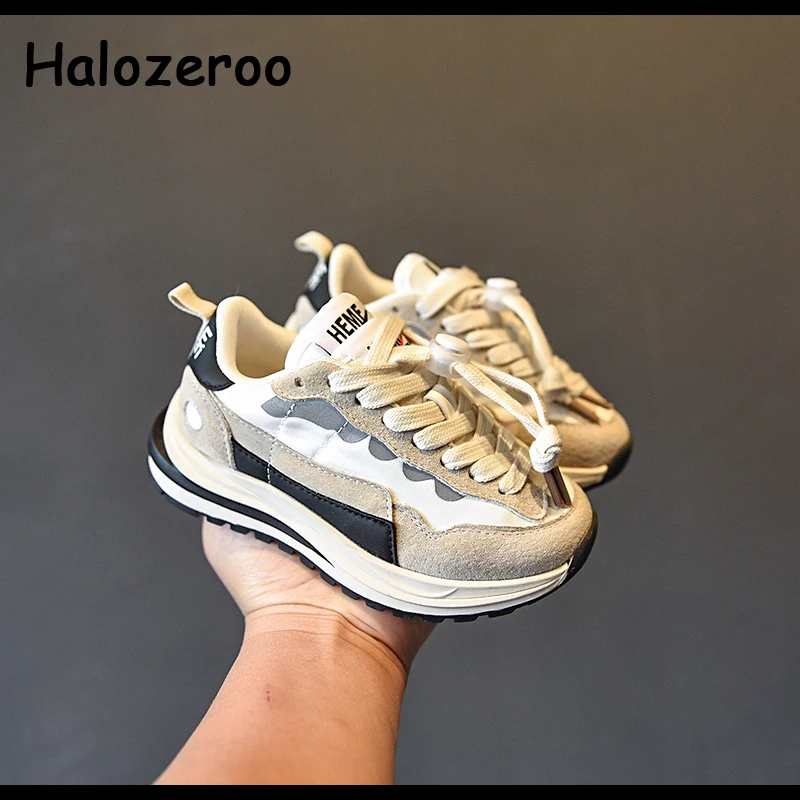 

Весенние детские спортивные кроссовки, обувь из натуральной кожи для маленьких девочек, детские массивные кроссовки, Брендовые повседневные кроссовки для маленьких мальчиков