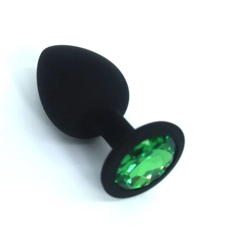 Medium Large Silicone Butt Plug with Crystal Jewelry Smooth Touch Anal No Vibration Sex Toys for Woman Men Gay | Красота и здоровье