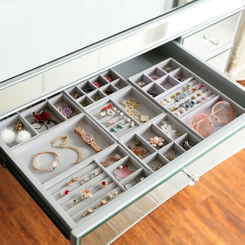 Бархатный ящик для хранения ювелирных изделий серьги часы косметический