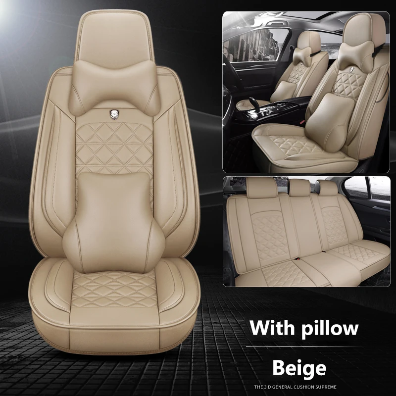 Beige pillow Универсальные кожаные чехлы для автомобильных сидений для Toyota Corolla Camry Rav4 Auris Prius Yalis Avensis Alphard 4Runner Hilux - Название цвета: Beige pillow