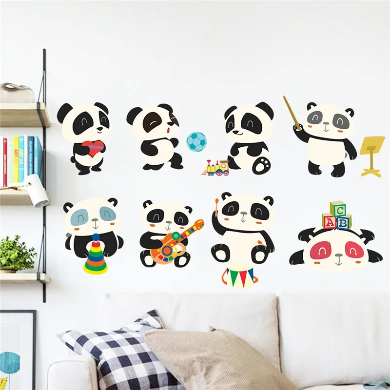 

panda bamboo clouds plant height measure wall stickers for kids rooms animals growth chart wall decals switch mural art