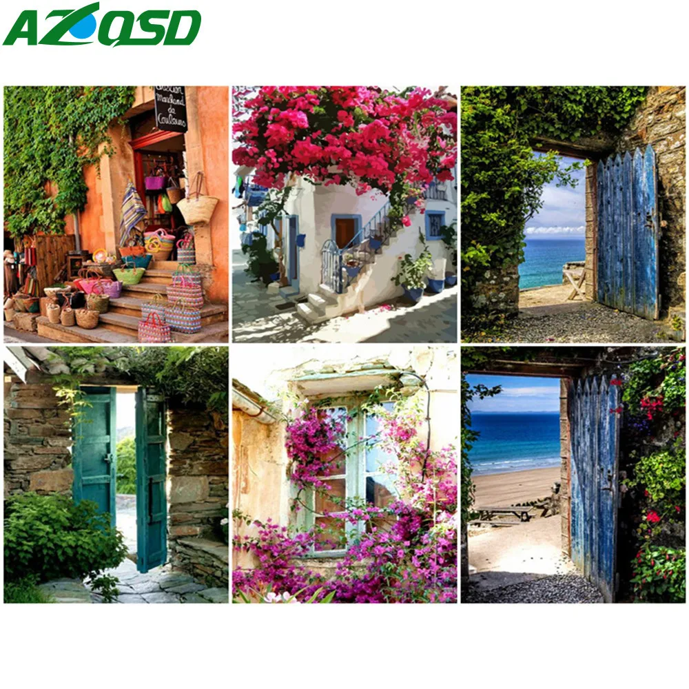 

AZQSD DIY рамка Краски по номерам дома ручной Краски ed современного искусства стены Краски ing по количеству взрослых цветочные наборы домашний ...