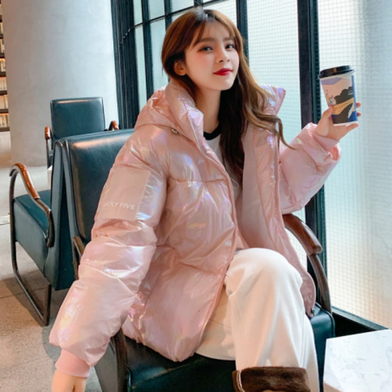 Зимняя Куртка Harajuku WomenDazzle Женская пуховая куртка Свободная негабаритная женская короткая парка корейский стиль зимняя одежда теплое пальто - Цвет: pink