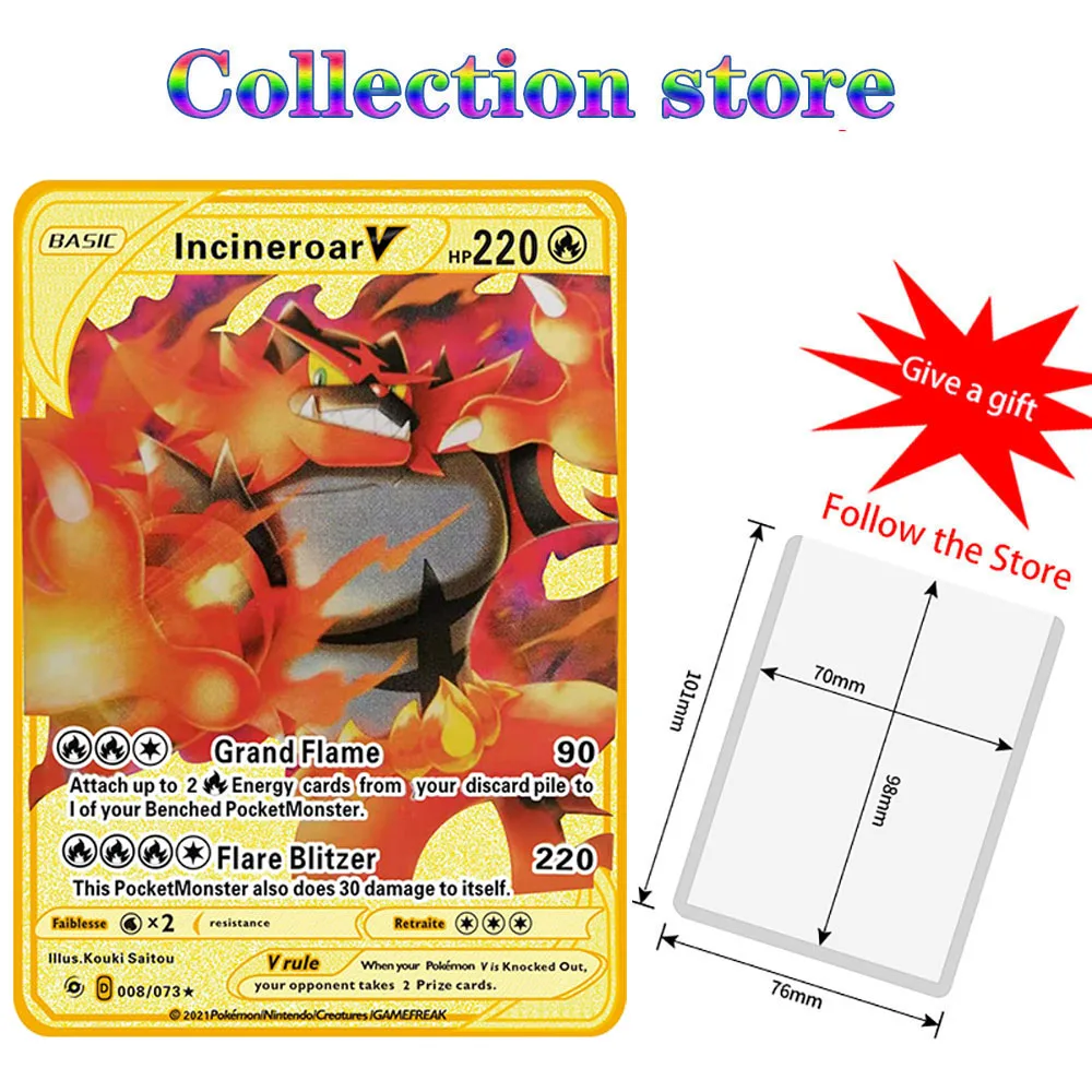 

Pokemon English Version Card V&VMAX Golden Metal Card Battle Carte Trading Game Collection Card Toy for Children Christmas Gift